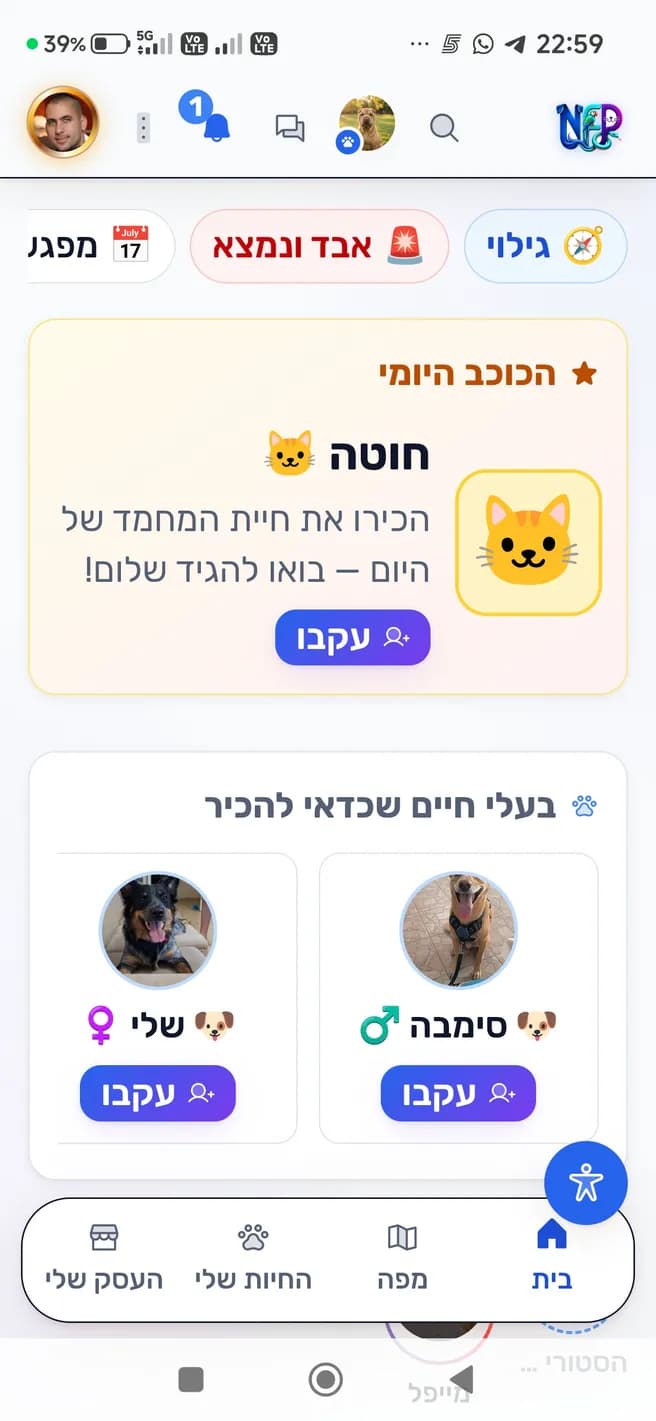 מסך הגילוי של NetForPet