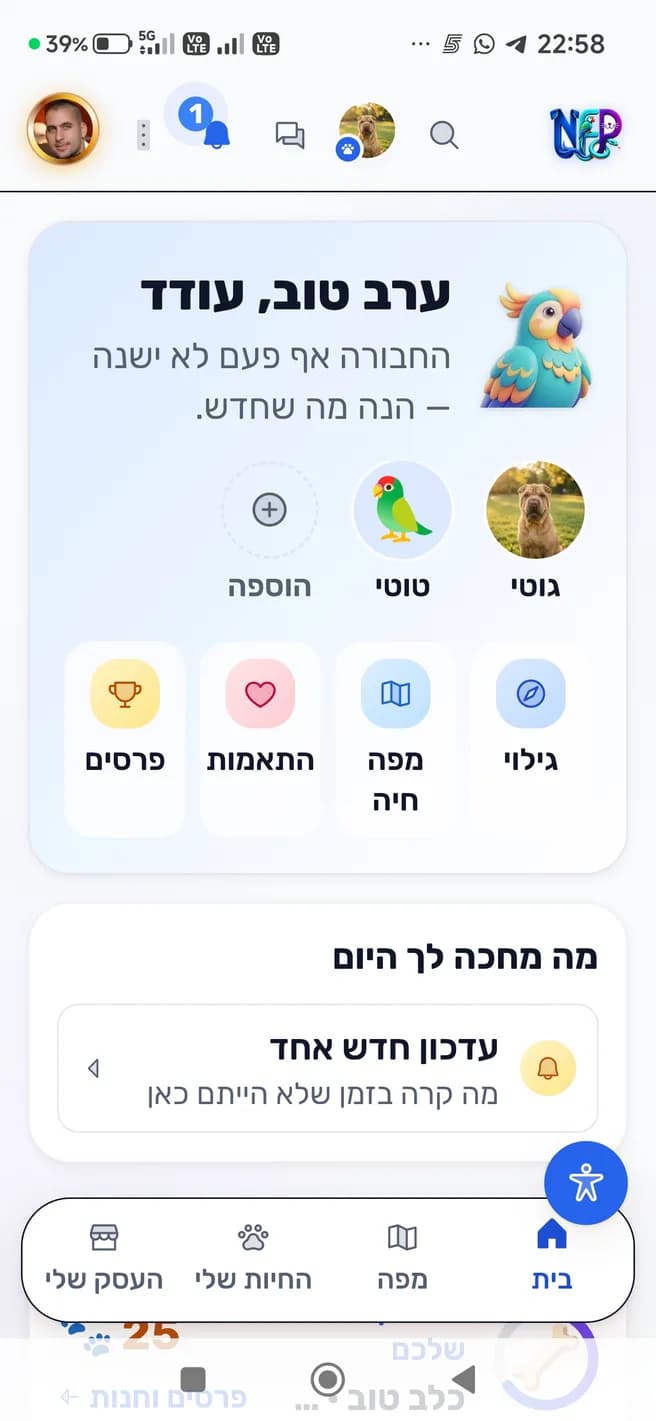 מסך הבית של NetForPet